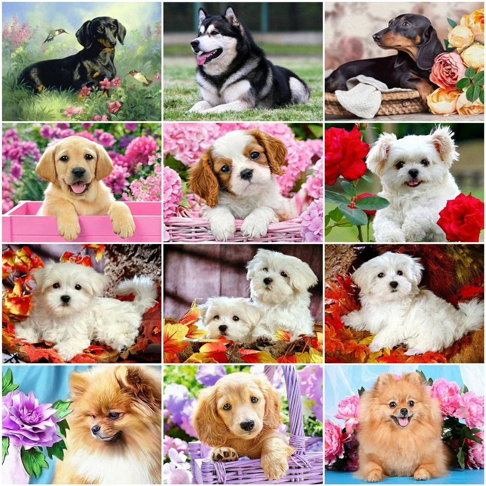 

Painting By Numbers Dog Animal DIY Pictures By Number Flower Kits Home Decor Drawing On Canvas HandPainted Art Gift Barber grips