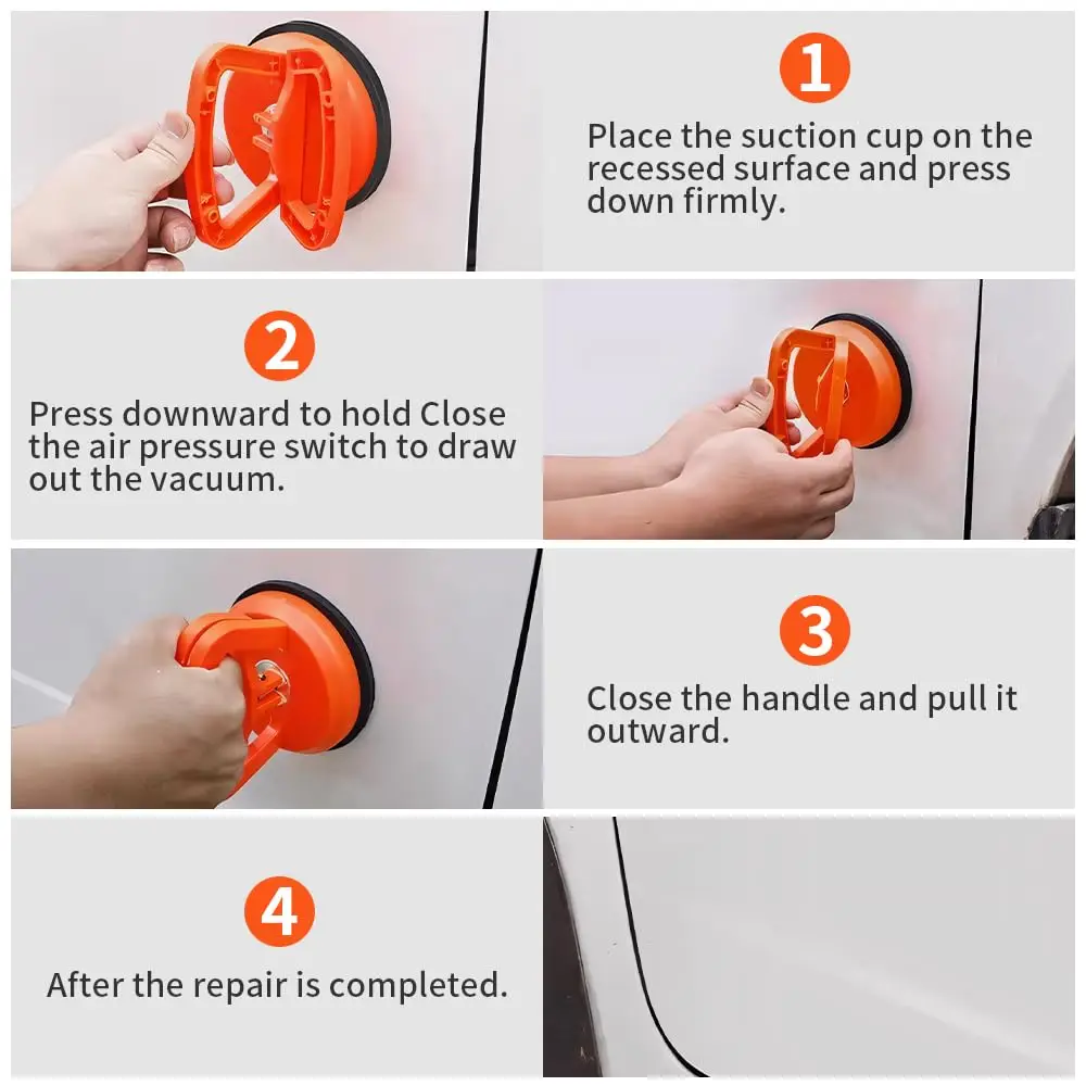 2Pcs Car Bump Puller Car Shape Bump Fixer Repair Tool Set Large Pull Suction Cup Dent Puller Dent Repair Sucker Car Tools For Au