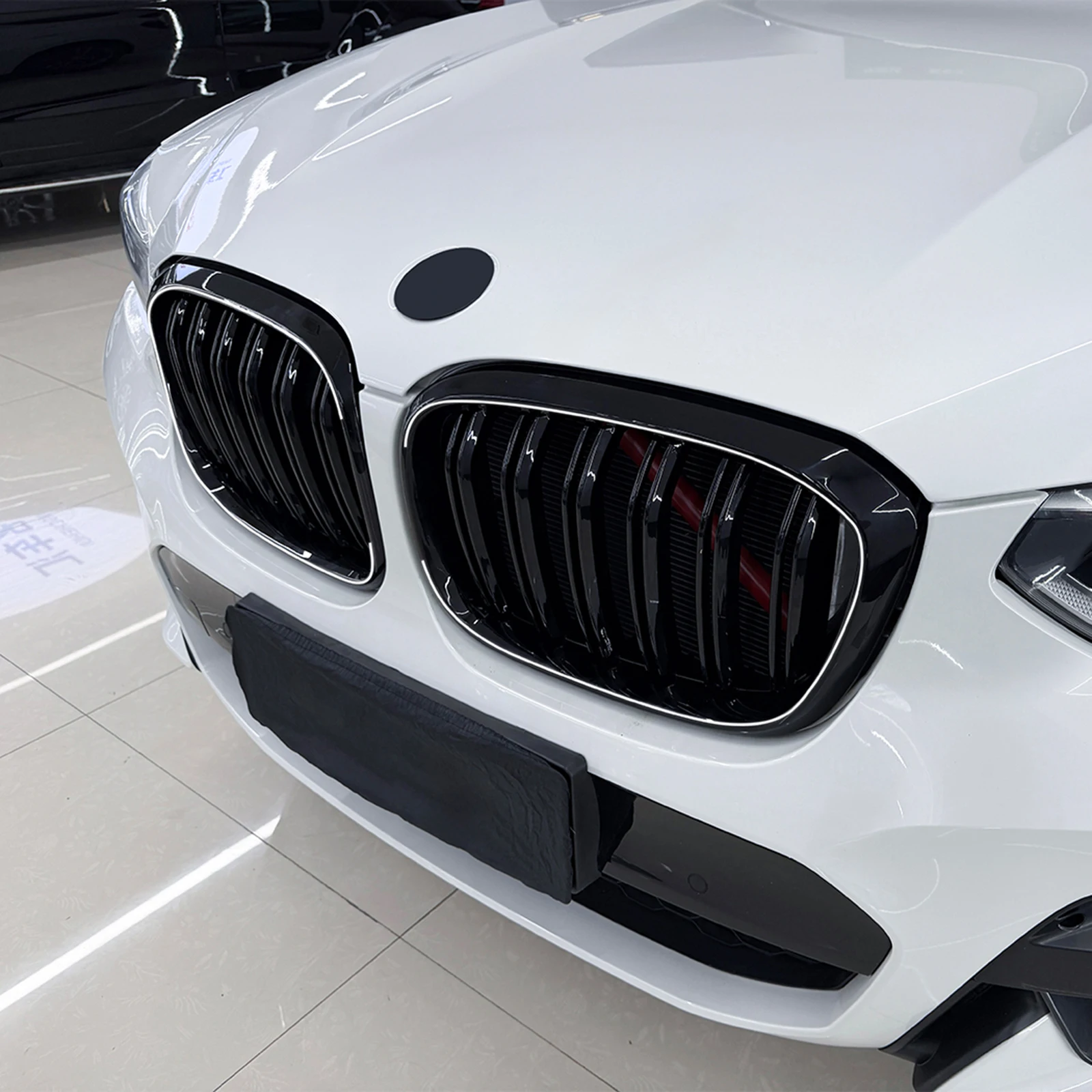 

For BMW X3 G01 2018-2021 X4 G02 2019-2021 Front Kidney Grille Racing Grill All Black Upper Bumper Hood Mesh Grid