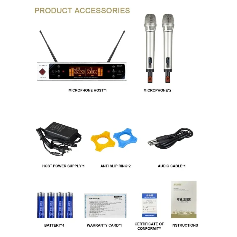 ST-9850 Беспроводной микрофон УВЧ, профессиональный двухканальный портативный микрофон, очень подходит для караоке, церкви, свадьбы, мероприятий