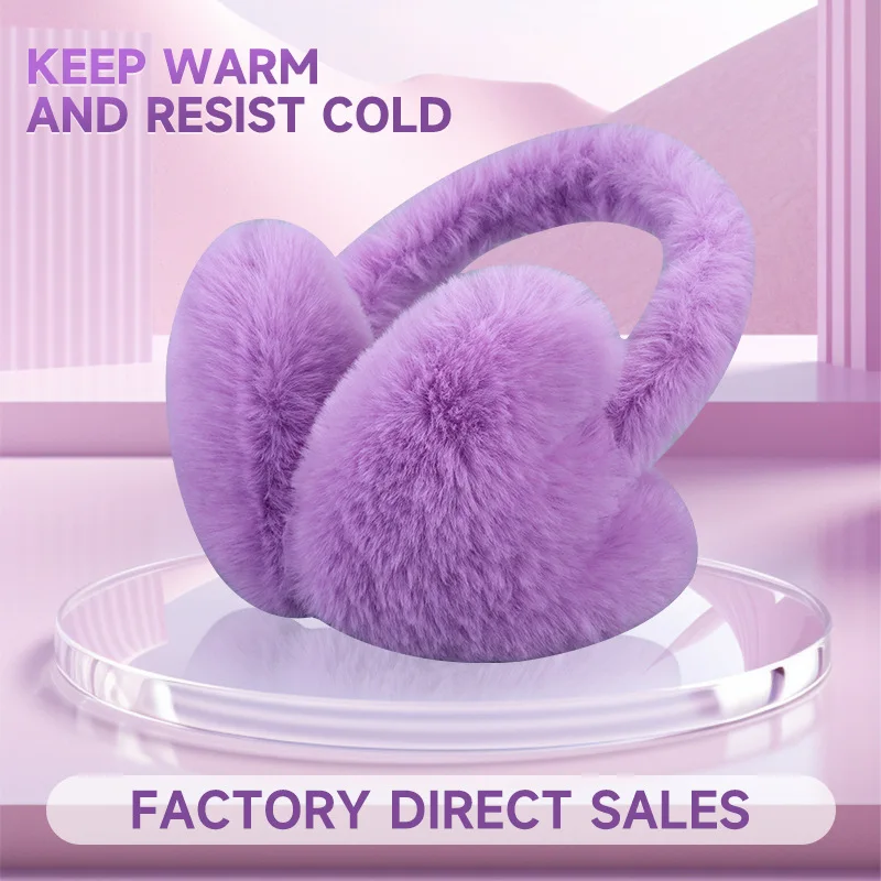 Women Heart Shape Faux Fur Earmuffs Winter Warm Plush Ear Muffs Outdoor Windproof Foldable Cute Ear Warmer for Girls Cold