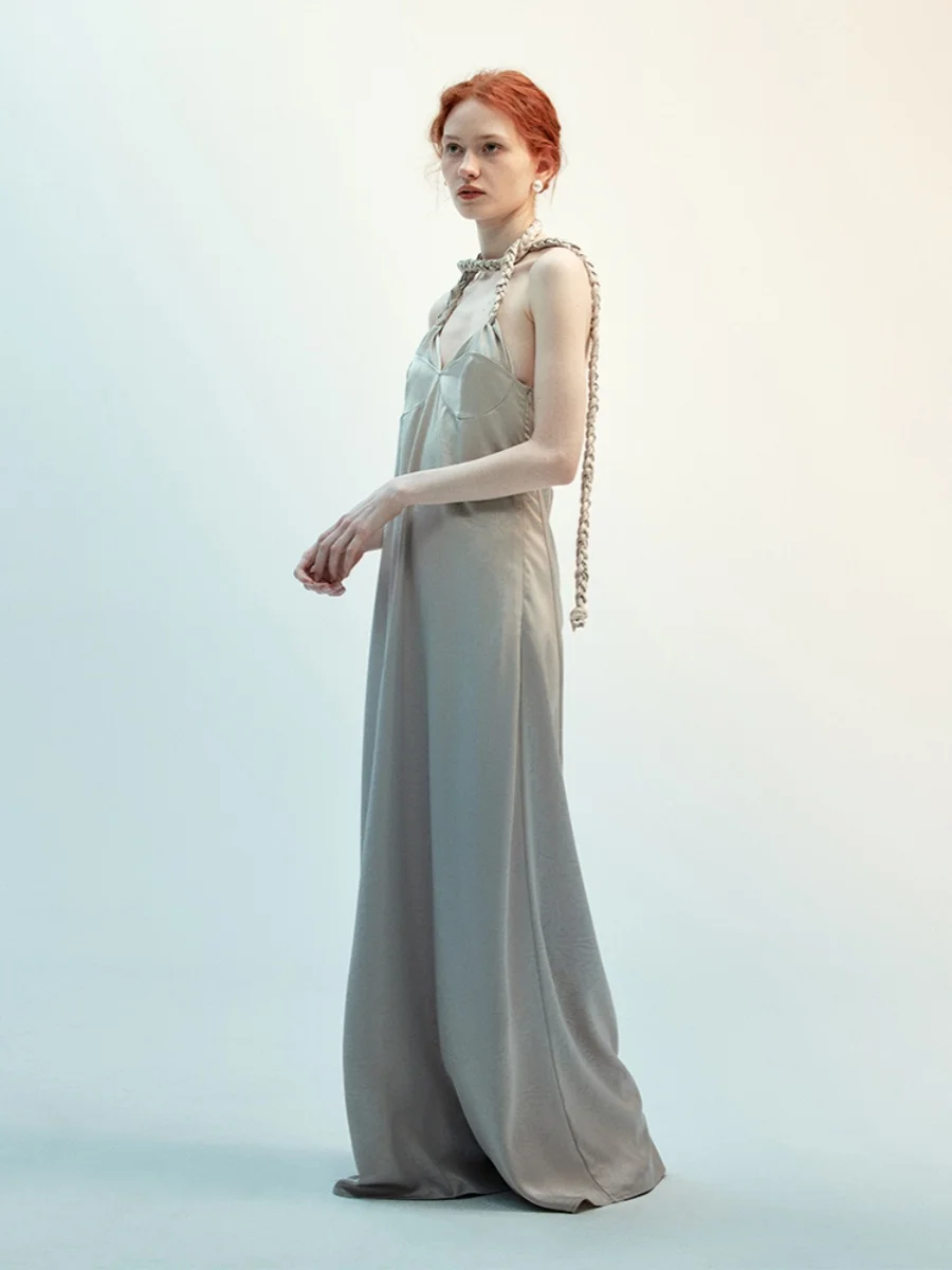 

Платье Re Moorōt Spring Summer, брендовое, с длинным рукавом, плетеное, из полиэфирного волокна, 100% шелк, модель Svel Neline