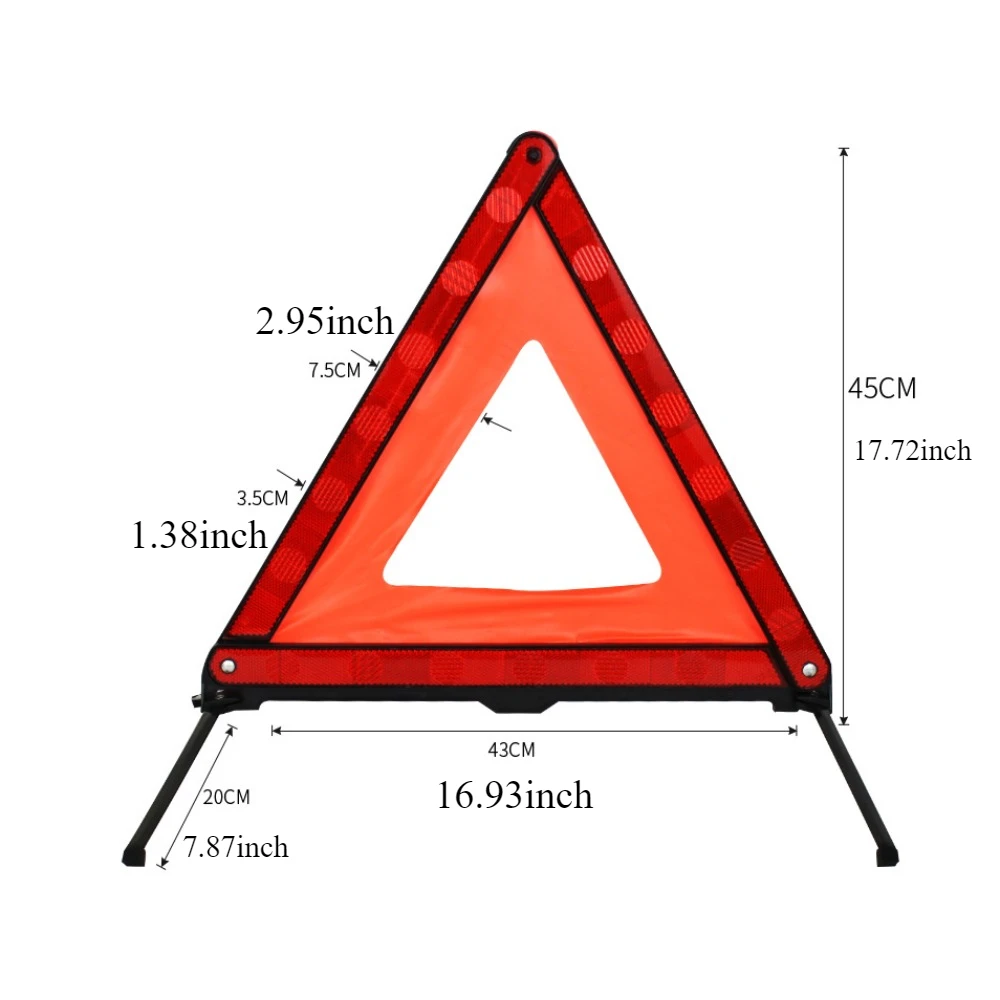 Vehicle Warning Triangle Emergency Stop Box-Packed Stored Multi-Function Strong Reflection Distance Daytime Accident Tire Burst