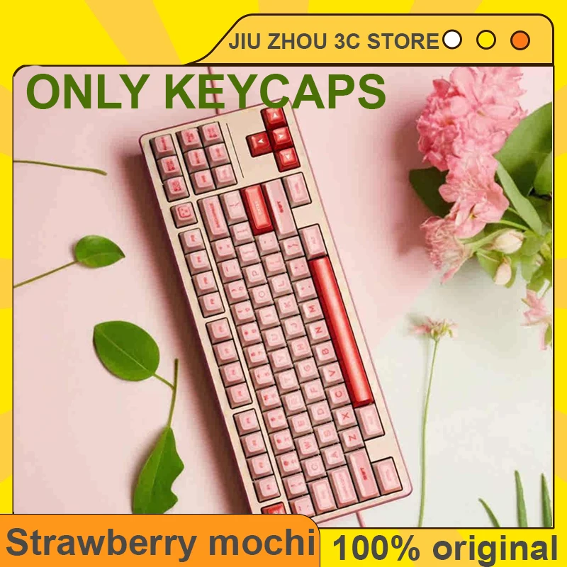 

Strawberry Theme Keycaps Set Pink Keycaps QXA Profile ABS Key Caps Mechanical Keyboard Accessories Girls Gift 161 Keys Custom