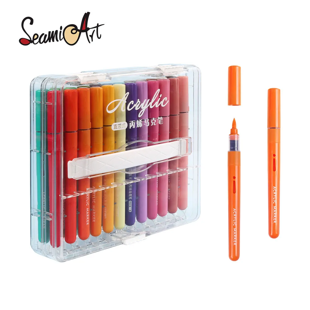 

SeamiArt 24/36/60/72color Direct-liquid Acrylic Marker Pen set Soft Brush Tips for School Panting Drawing Gift Set Art Supplies
