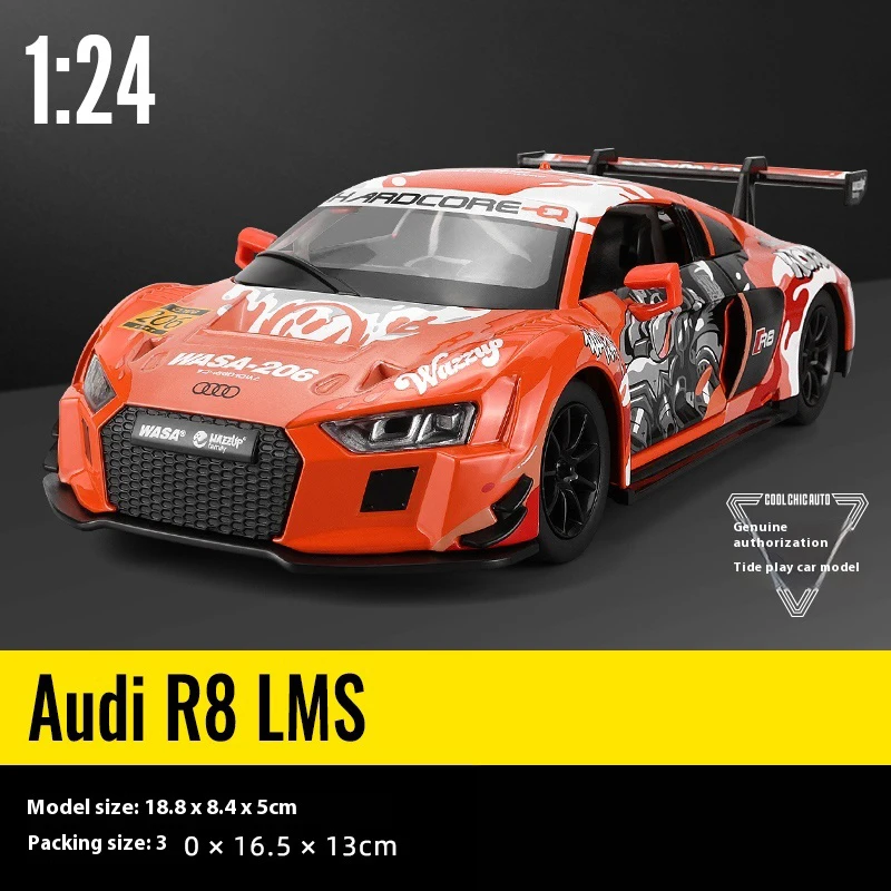 WASA 1:24 أودي R8 LMS نمط مشترك لاتيه الفن Supercar سبيكة دييكاست نموذج سيارة الصوت والضوء بوتيك هواية ديكور تحصيل