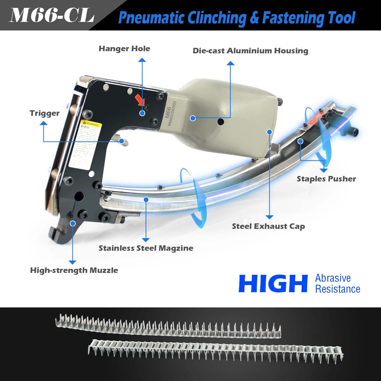 Woodpecker M66-CL Pneumatic Clinching Clipper Tool Fastening Air Power Clinch Clip Clipper Hartco Clipper, Car Seat