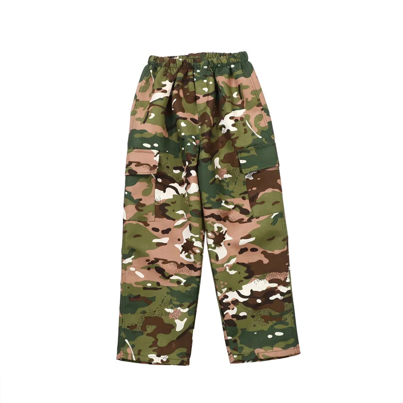 Boy Camouflage Suit Set School Gymnastics Suit Outdoor Summer Camp Activity Training Performance Suit with Belt and Hat