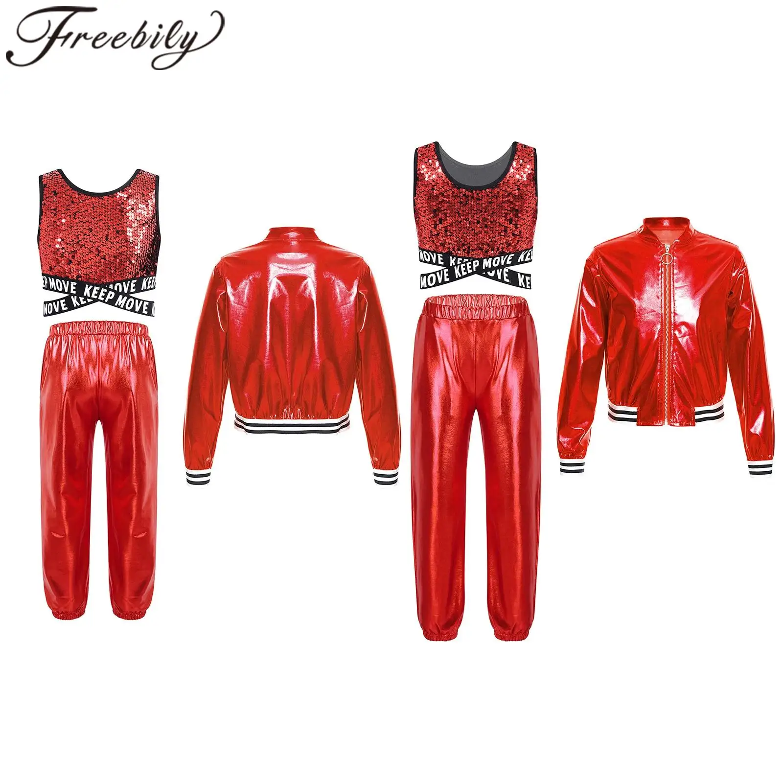 

Детский костюм для девочек, наряд в стиле хип-хоп, комплекты одежды с блестками, куртка и брюки, детский костюм для дискотеки, фестиваля, уличного джаза, танцевального выступления