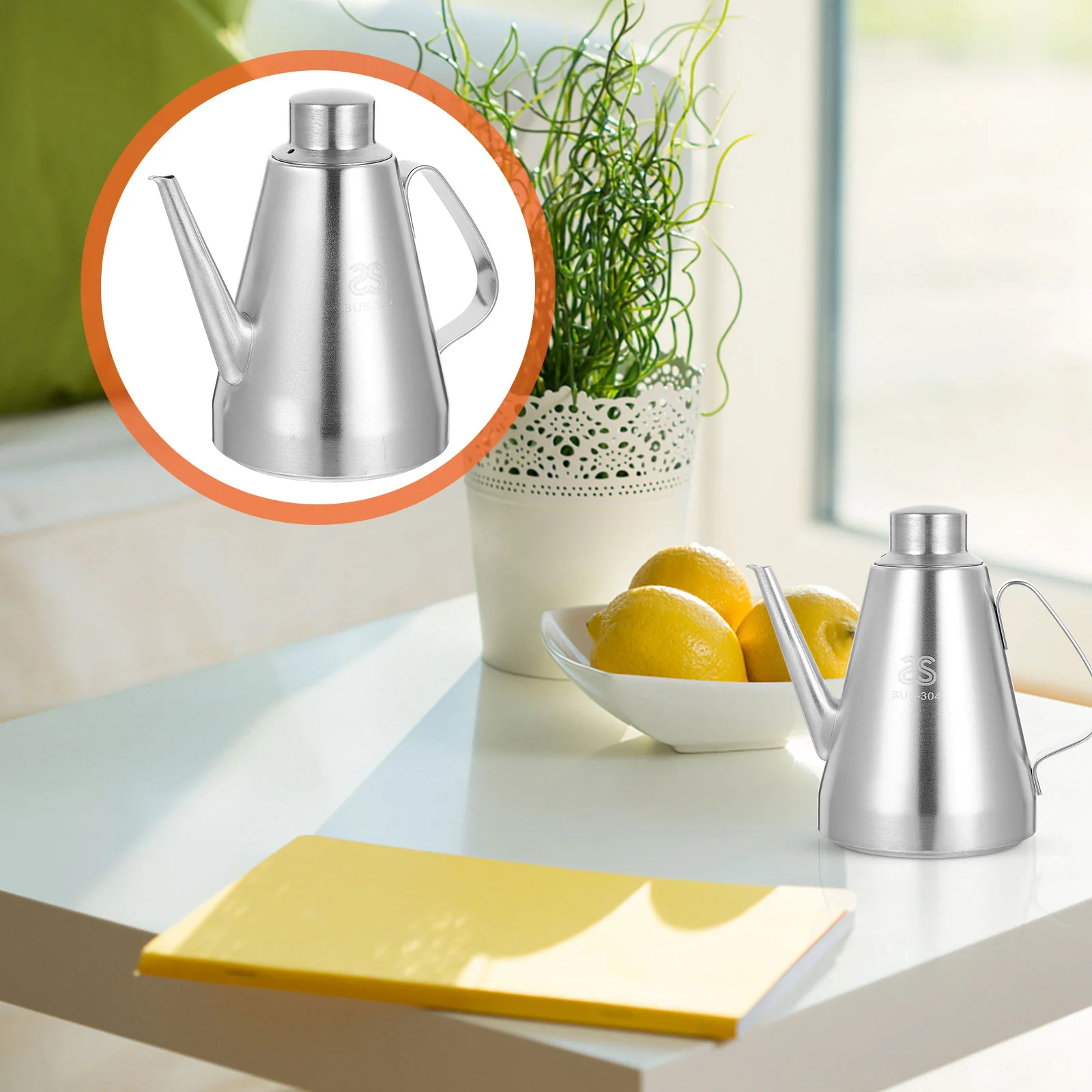 Oil Container Dust-proof Dispenser Stainless Steel Bottle Tea Kettle Vinegar Water Sauce Cooking