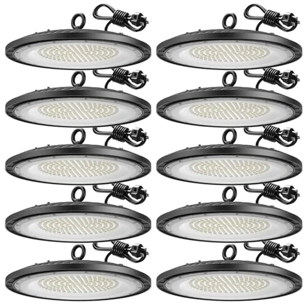 150W 21,000lm 5000K UFO LED High Bay Shop Light UL Listed with US Hook-IP65 Tested Dustproof Waterproof Efficient Lighting