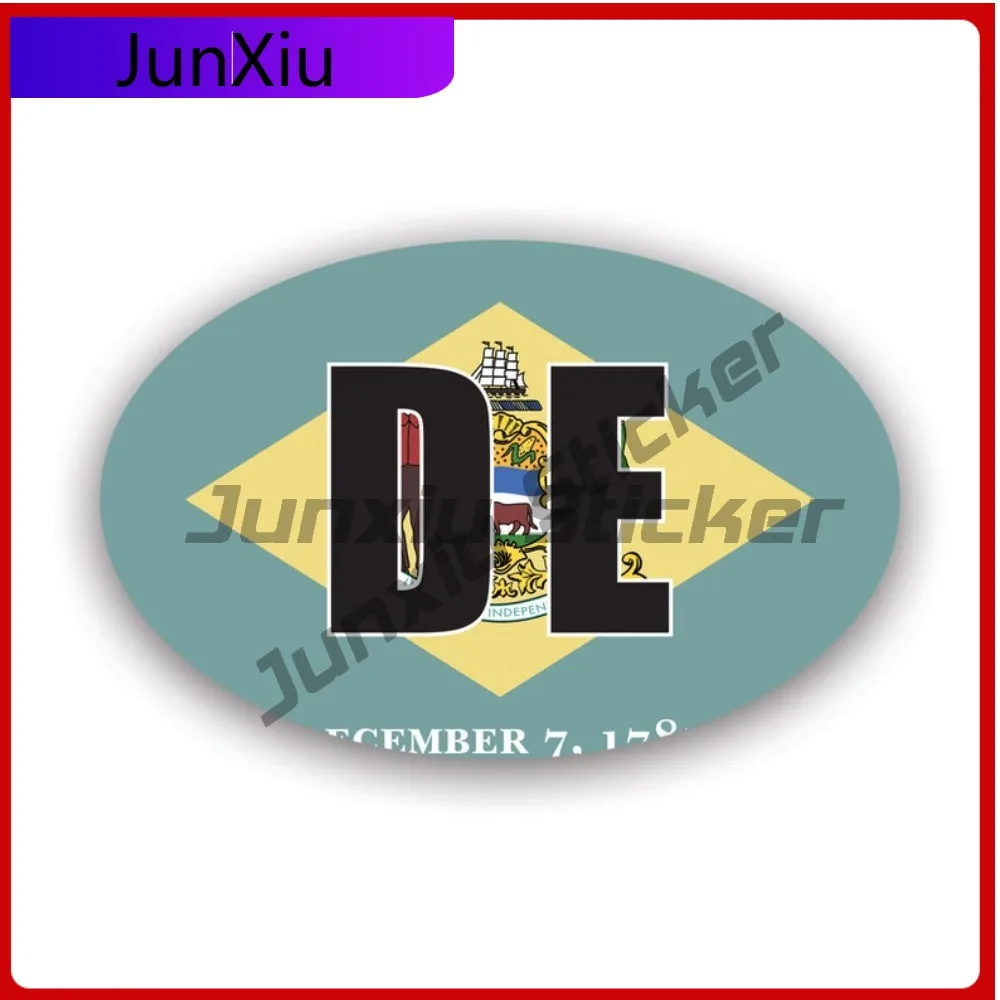 

Delaware Flag Oval Sun Resistant Fade Resistant Classic For Car Window Laptop Helmet No Residue Removable Decal Sport Anime