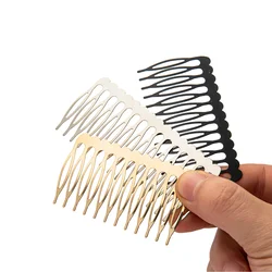 Black Metal Side Combs para Mulheres, Grampos de Cabelo, Hairpin, DIY Jewelry Making, Wedding Hair Comb, Headwear Acessórios, 5-22 Dentes, 10Pcs