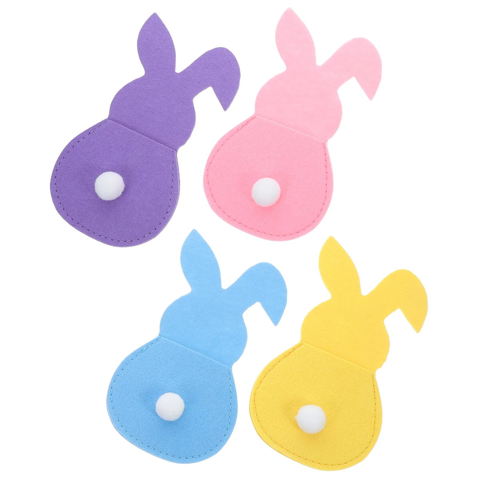 

4pcs Easter Bunny Cutlery Holder Cartoon Rabbit Shaped Utensil Pouch Felt Silverware Holder Bag Utensil Sleeve for Spoon Fork