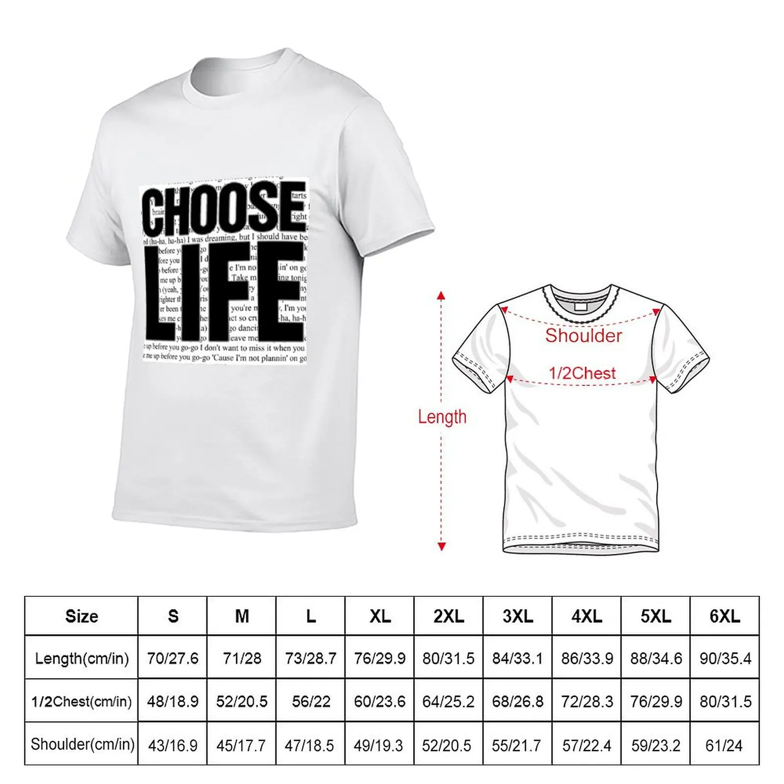 george michael choose life wham T-Shirt Large Size Short Sleeve T-Shirt