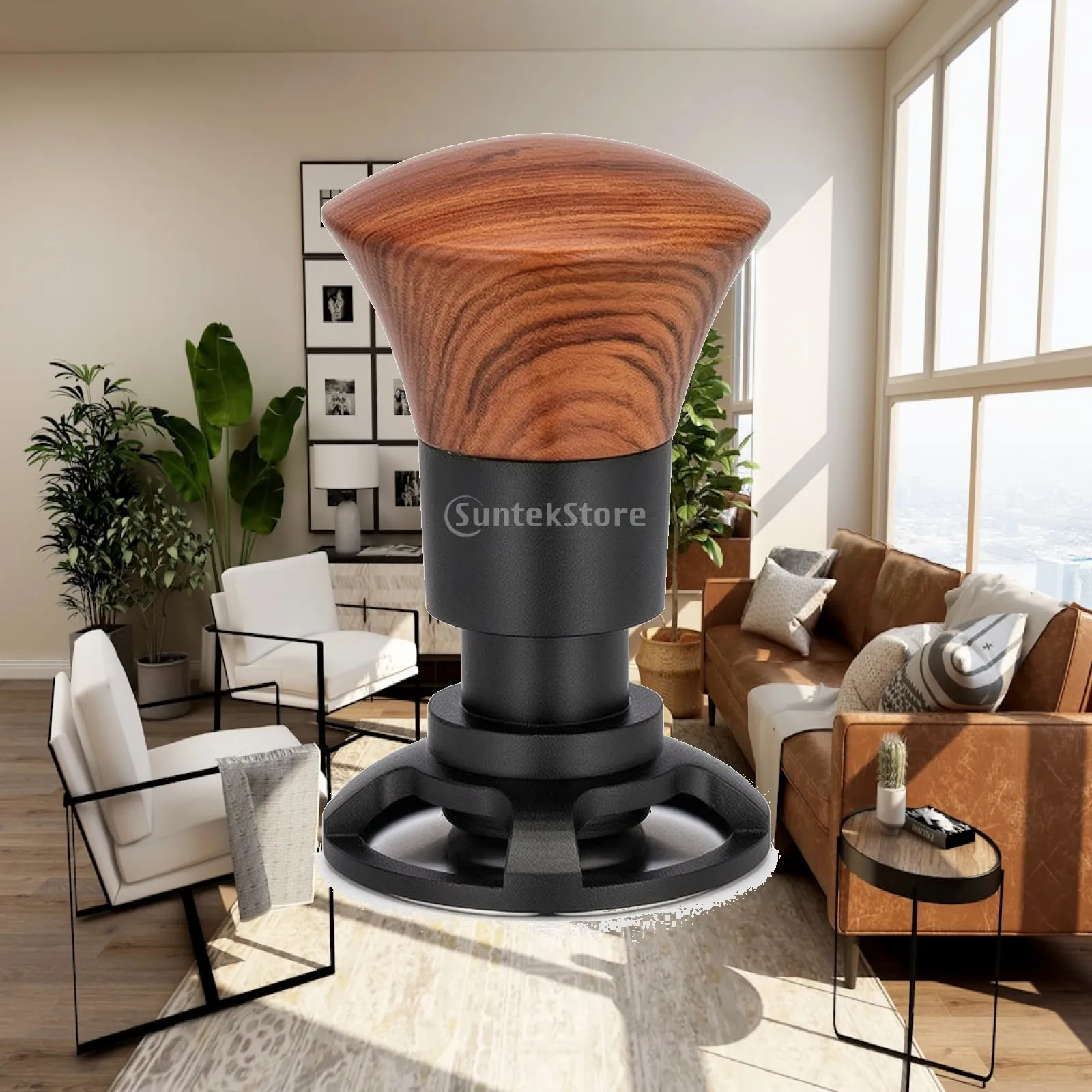 Espresso Tamper with Wood Handle Ergonomic Spring-Loaded Espresso Tamper Consistent Professional for Baristas