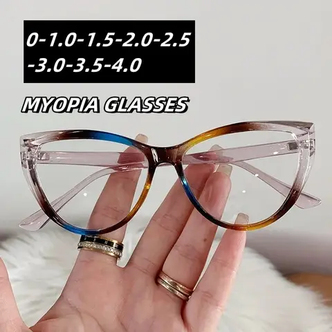 Vintage High Definition Cat Eye Myopia Glasses Anti Blue Light Short Sight Eyeglasses Ultra Light Minus Sight Eyewear 0 To -4.0