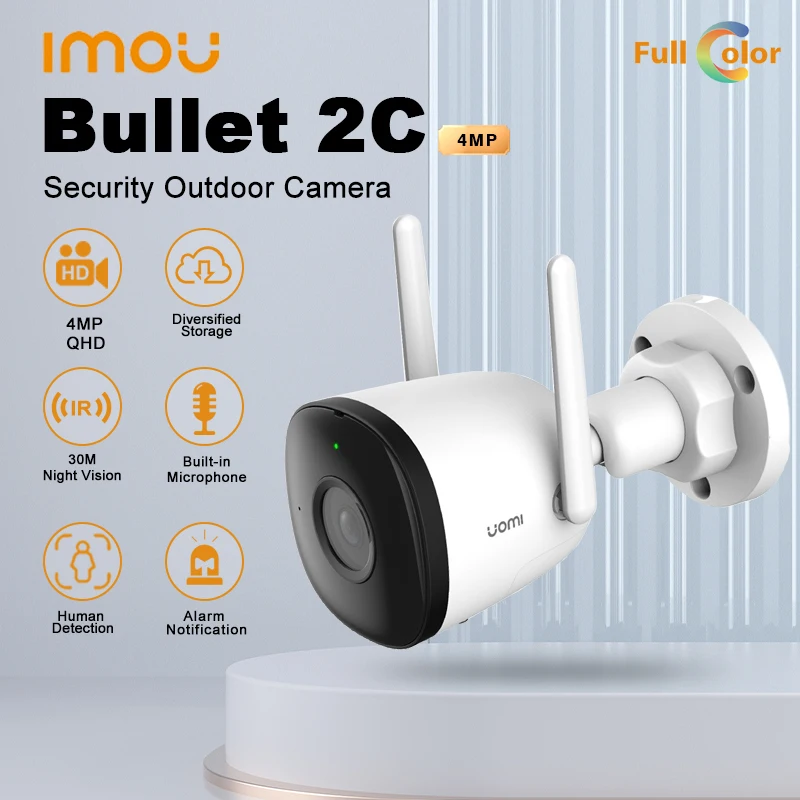 IMOU Outdoor Bullet 2C 4MP Wifi Camera Weatherproof AI Human Detection IP67 Surveillance Camera Automatic Tracking Night Vision