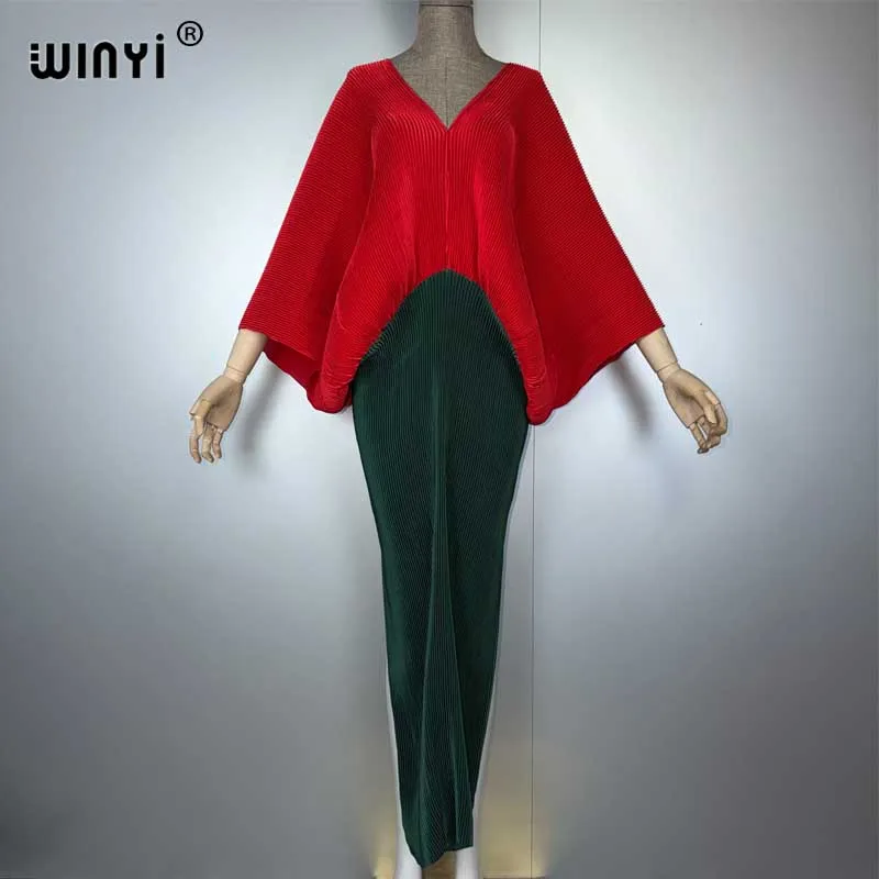 WINYI femmes nouvelle robe longue élastique ample boho robe Maxi Femme robes fête de vacances élégante robe plissée mode caftan