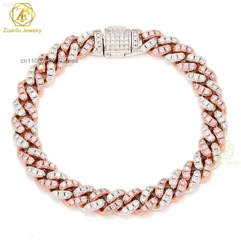8mm 10mm 12mm Hip Hop Men Necklace 925sterling Silver Vvs Moissanite Cuban Link Chain Iced Out Cuban Miami Link Moissanite Chain