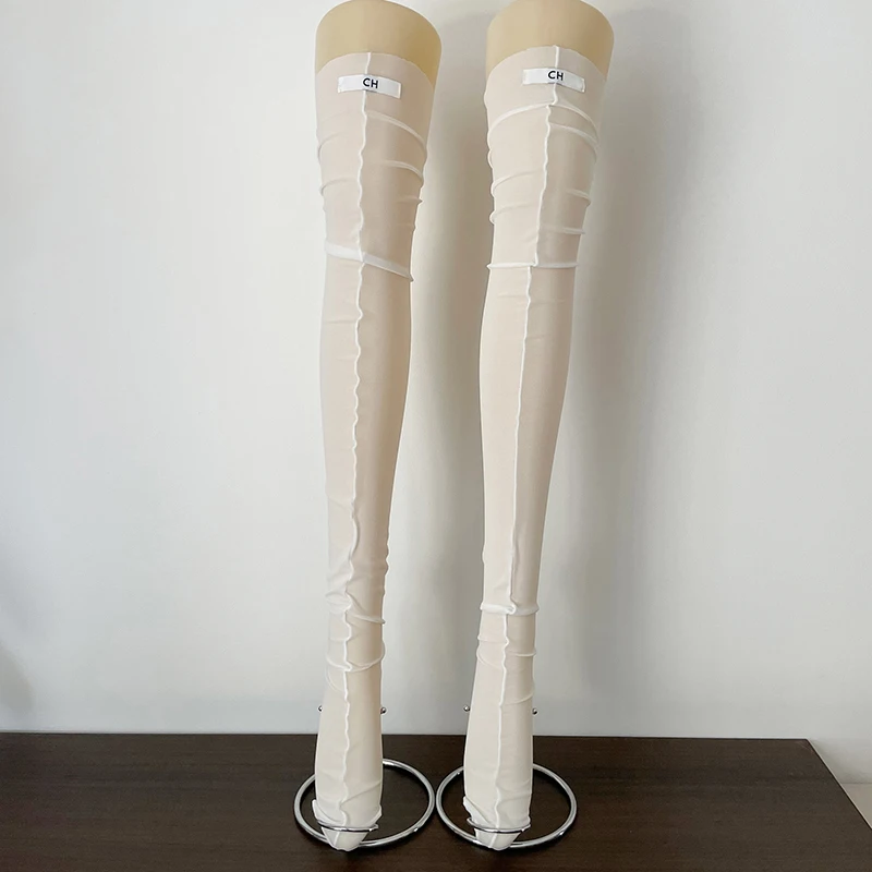 Sexy durchsichtige Netzstrümpfe für Damen, oberschenkelhohe, durchsichtige, atmungsaktive Sommersocken im JK-Stil, vielseitige Dessous über dem Knie – Detail 2