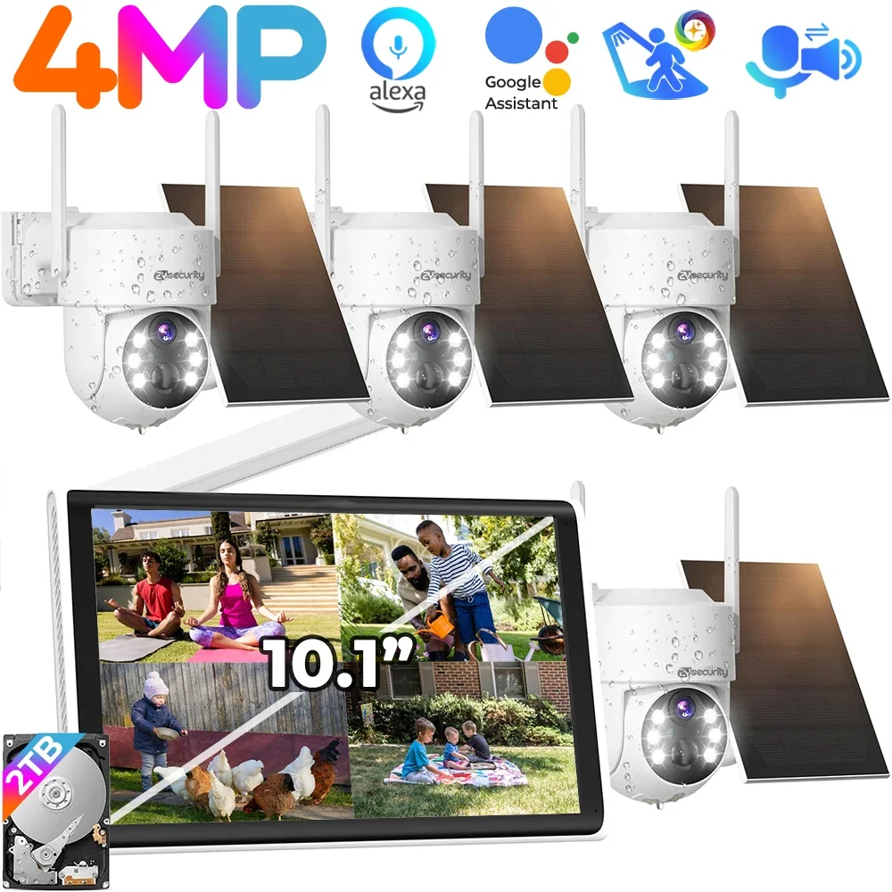 4MP Solar Camera System 4PCS Battery Powered Cameras 8CH 10