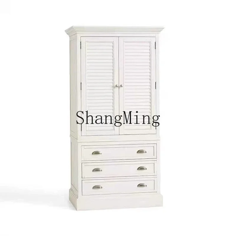 

CLL wood wardrobe neoclassical light luxury locker bedroom home storage cabinet