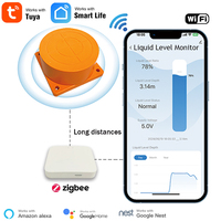 Tuya Smart Zigbee Ultrasonic Liquid Level Water Real-time Tank Monitor Sensor APP Monitor Water Level  Alarm Notification