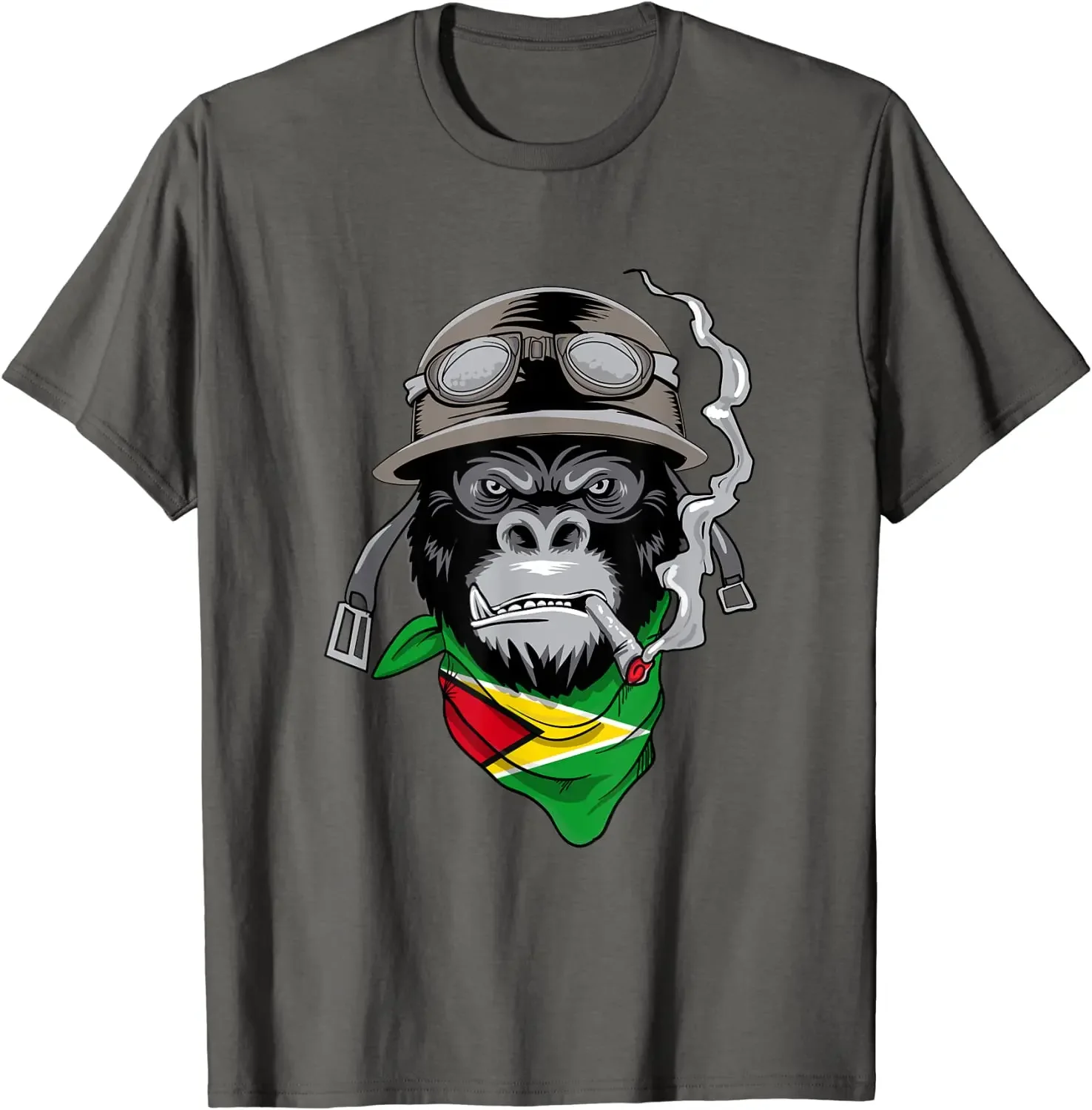 Smoking Chimpanzee Guyana Guyanese T-Shirt Men Graphic T Shirts Casual Cotton Daily Four Seasons Tees Anime Clothes Shirt