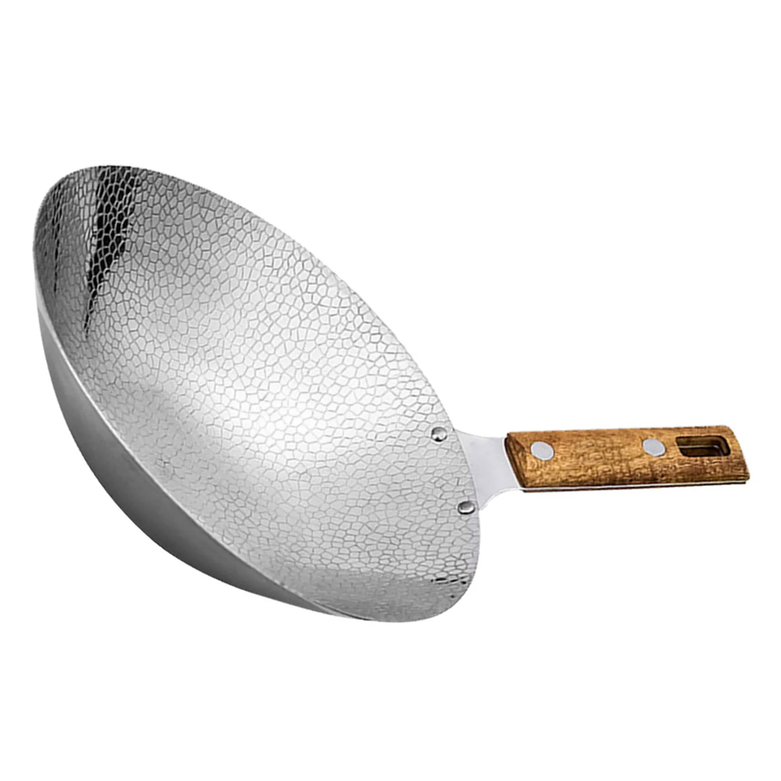 

Multifunctional Stainless Steel Wok Pan For Gas Stove Heavy Duty Fry Cooking Pan With Wooden Handle Grilling Stir-Fry Home