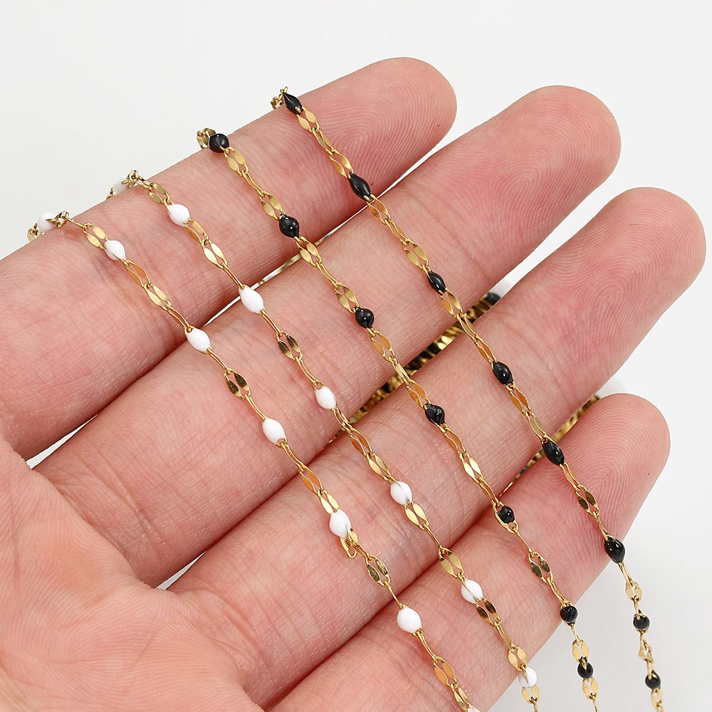 Bijoux en émail en acier inoxydable, 2 mètres, 1 mètre, blanc, noir, lèvres colorées