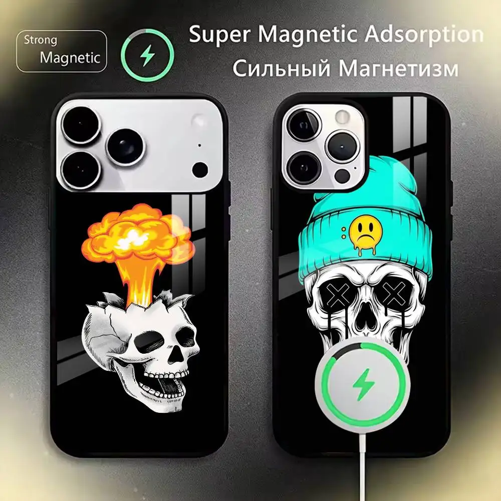 

Hype Skull Phone Case For iPhone17,16,15,14,13,12,11 Plus,Pro Magnetic For Magsafe Wireless Charging