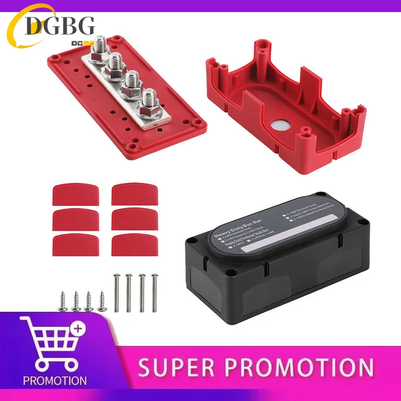 

48V 300A Bus Bar Box with Screws M10 Terminal Studs Power Junction Distribution Block Busbar Box