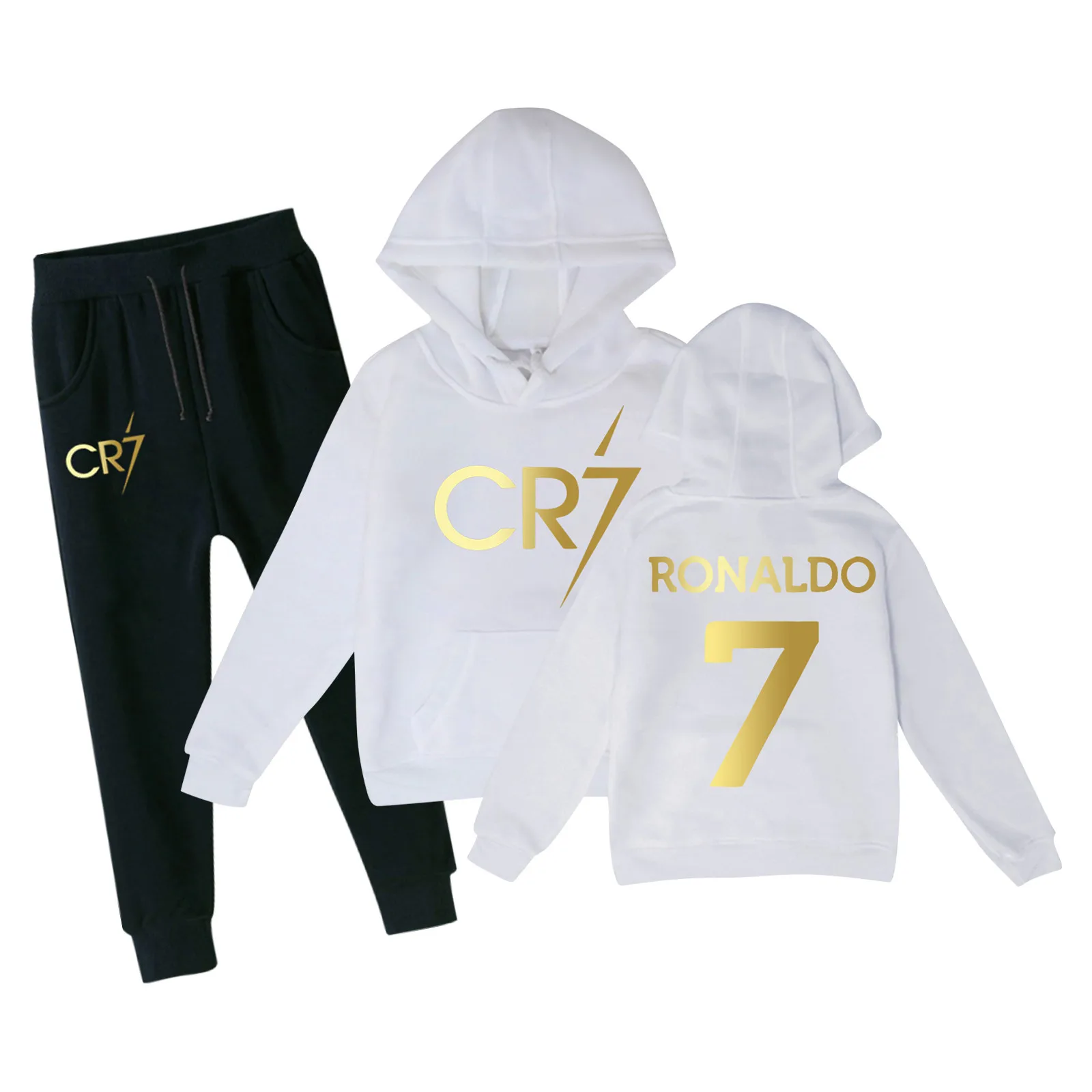 Felpe con cappuccio per ragazzi e ragazze felpa con stampa Set di pantaloni per completi per bambini abbigliamento sportivo carino Teen Ronaldo Tops