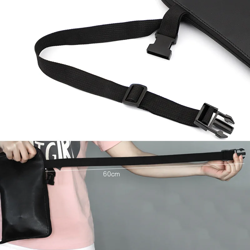 Multi-function Large Capacity Black PU Cosmetic Bag Waist Bag Makeup Brush Bag with Belt for Professional Makeup Artist