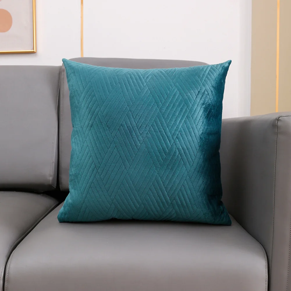 Solid Velvet Emboss Cushion Cover Blue Grey Soft Pillow Cover Simple Home Decoration Living Room Bedroom Luxury 30x50cm 45x45cm