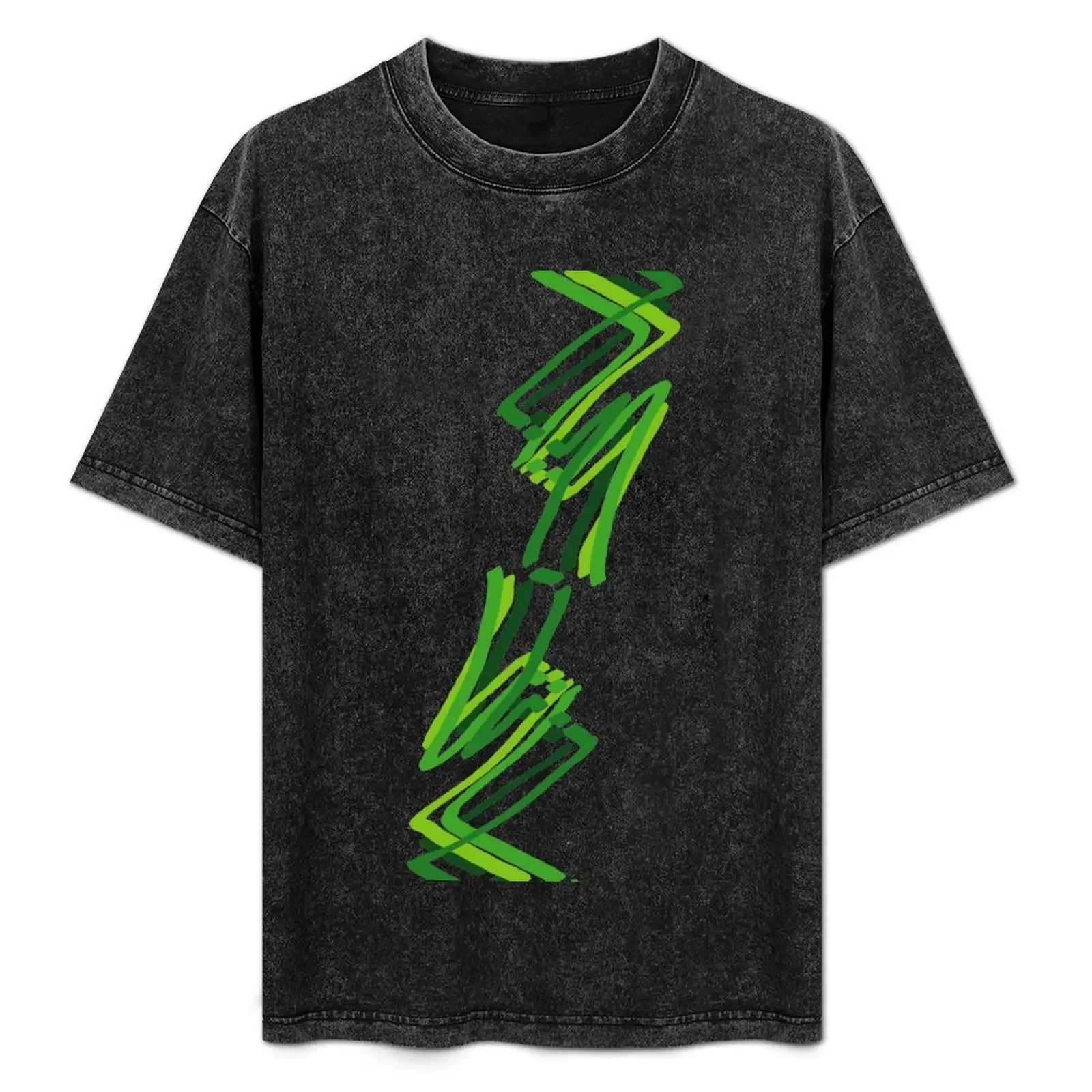 

Abstract Paint Strokes Green Zig Zag Pattern T-Shirt cotton t shirts man 100% anime tshirt T-Shirt