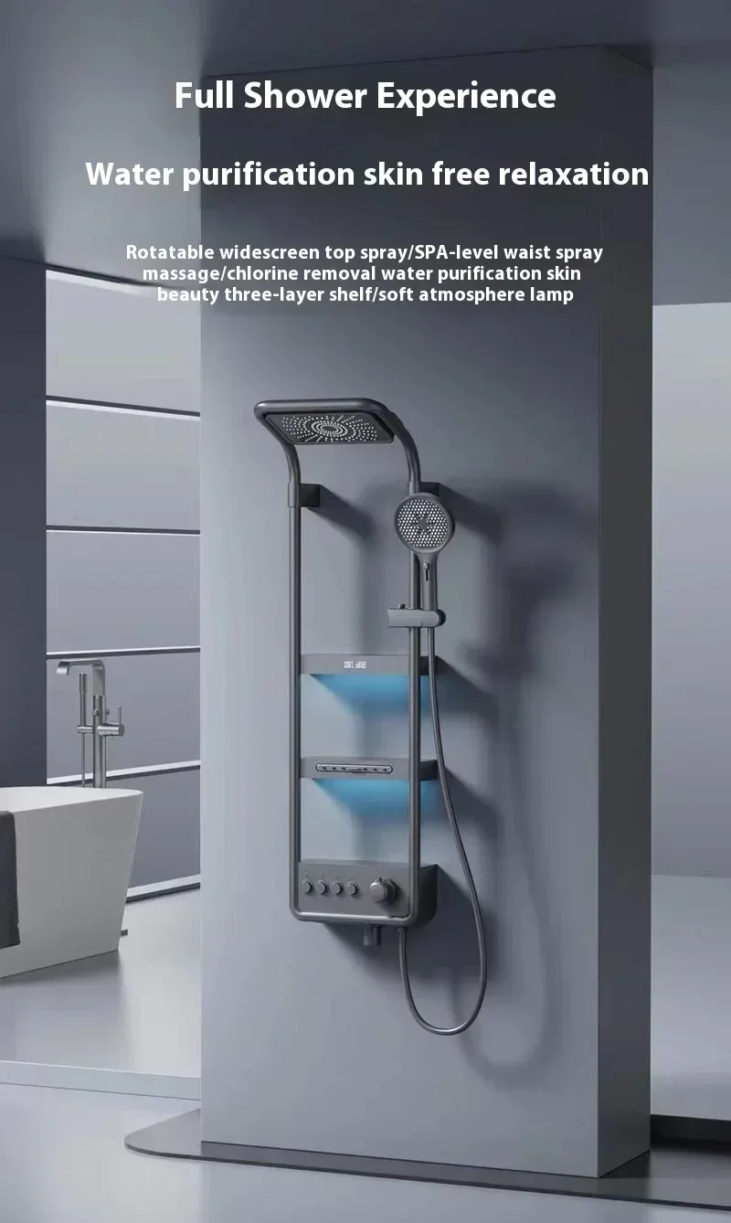 

Душевой набор SPA с постоянной температурой, для ванной комнаты, с функцией повышения давления, отображением температуры в реальном времени, из меди, с подсветкой