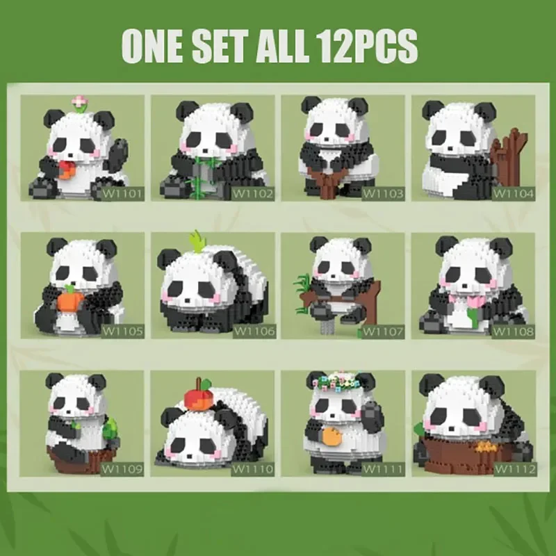 2023 New Creative MINI Chinese Animal Panda Model Building Block MOC DIY  Diamond Bricks Toys for Children Boys Girls Gifts