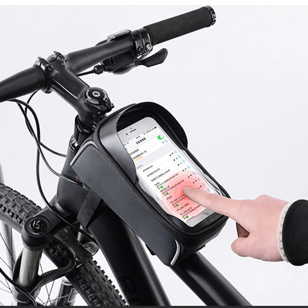 1Pcs Bike Front Beam Bag Waterproof Transparent Phone Holder GPS Storage Pouch Versatile Bicycle Bag