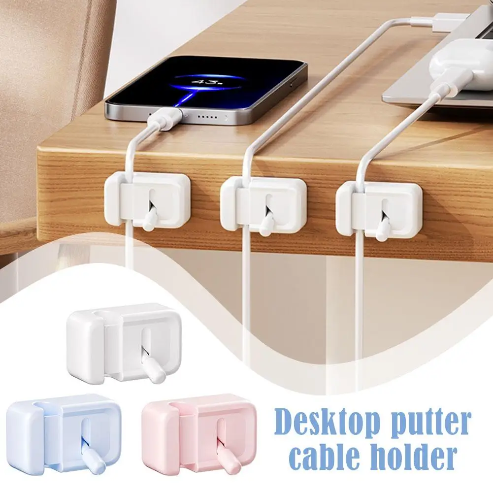 Klip Manajemen Kabel Untuk Meja - Pengatur Kabel Sederhana Tanpa Bor Yang Dipasang Di Tepi Untuk Kabel Pengisi Daya Dan Kabel Data. L4D5