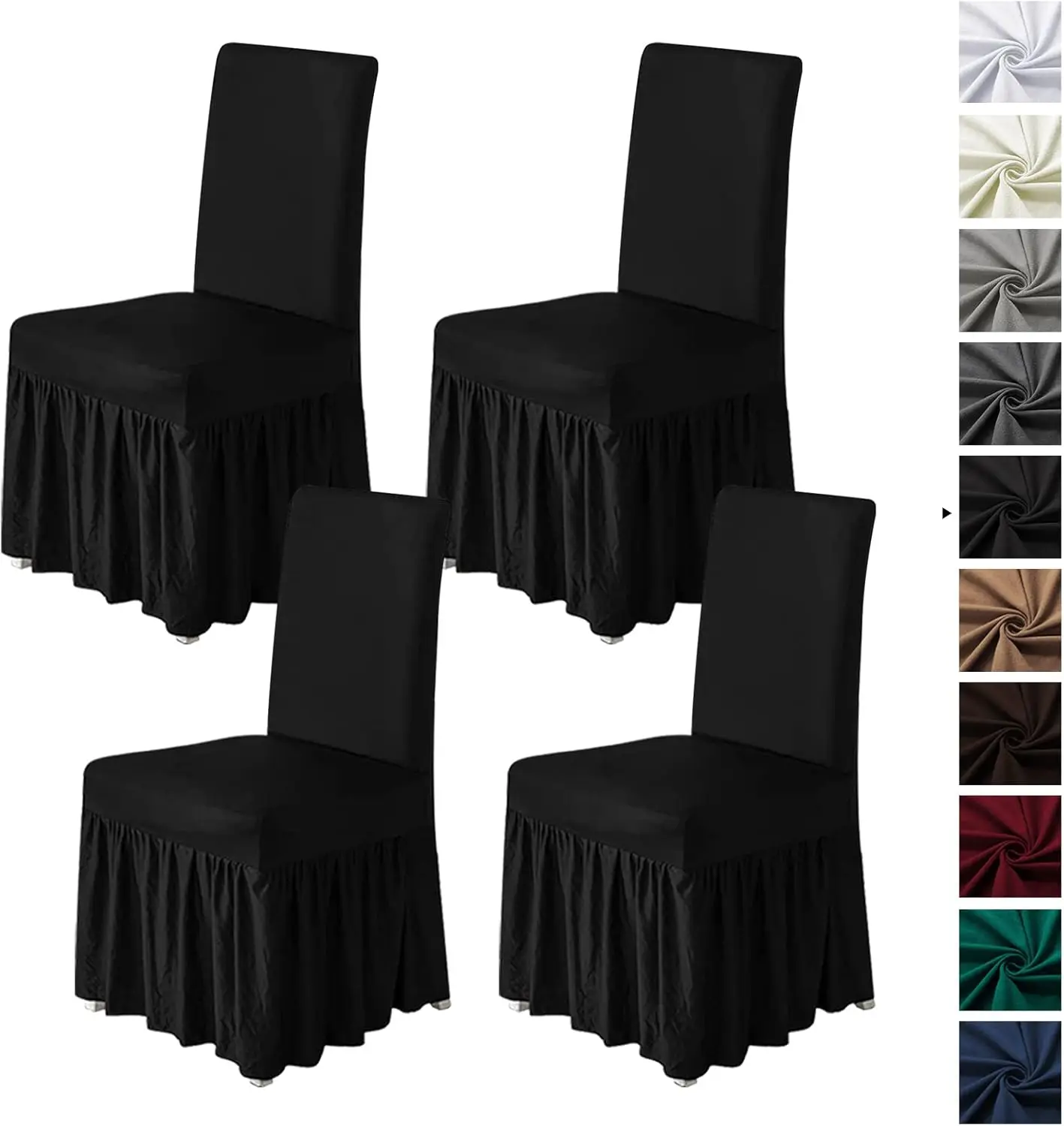 

Chair Covers For Dining Room Set Of 4 Stretch Chair Slipcovers With Skirt For Kitchen Seat Protectors Wedding Banquet Decor