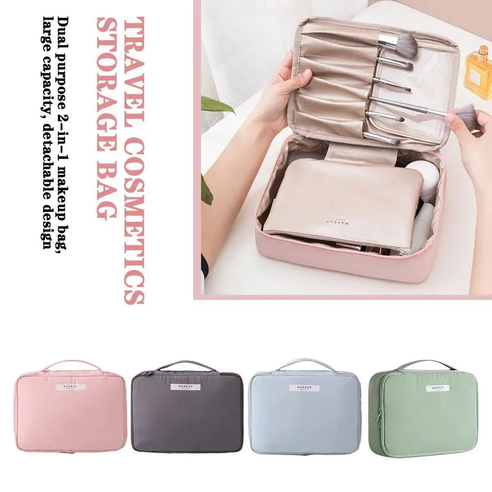 Large Capacity Portable Makeup Bag Multifunctional Cosmetic Storage Bag Women Travel Waterproof Washing Makeup Brush Organizer