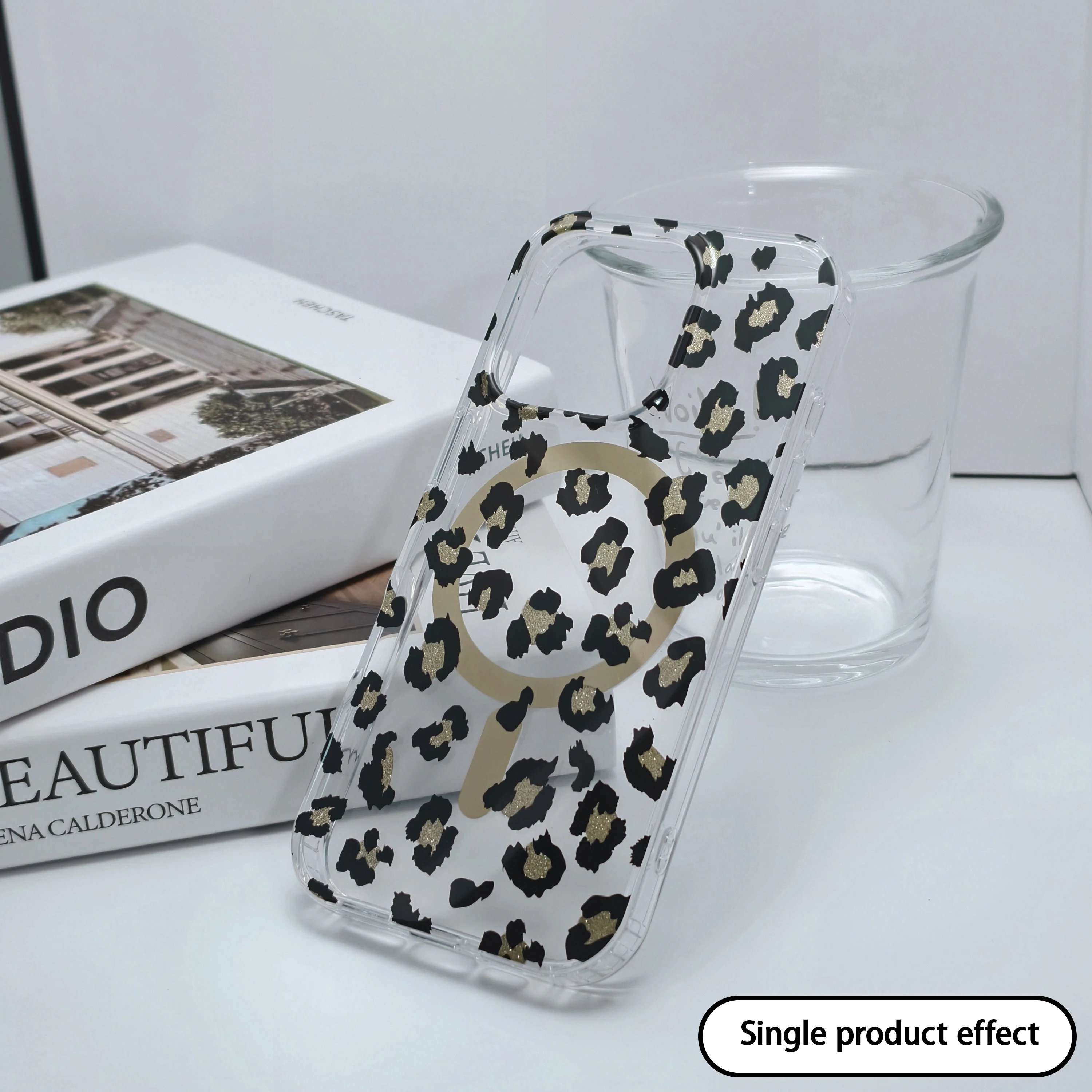 El estampado de leopardo sexy de lujo es adecuado para la funda protectora magnética iphone 17 pro max 17 Air resistente al agua y a prueba de golpes. pc+tpu