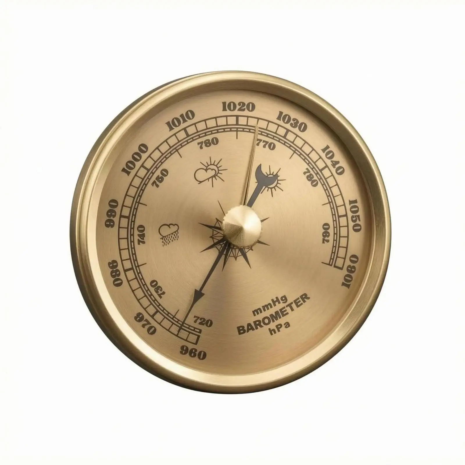 Jauge météo d'intérieur, dispositif analogique à cadran métallique, outil de mesure de la pression barométrique pour la maison, les tables et les pièces.