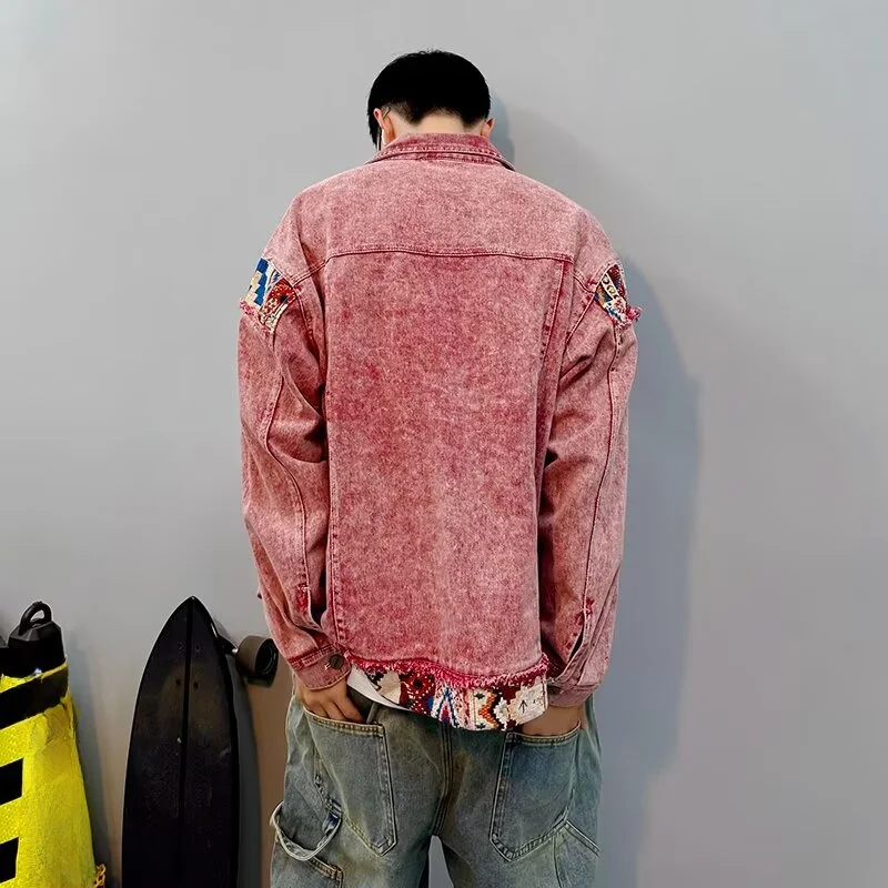 الرجعية الأمريكية بارد Dir الوردي Waed الزي الرجال الجينز Jaet ربيع الخريف الشباب Faion الوقوف صالح طويل Sve البيسبول...