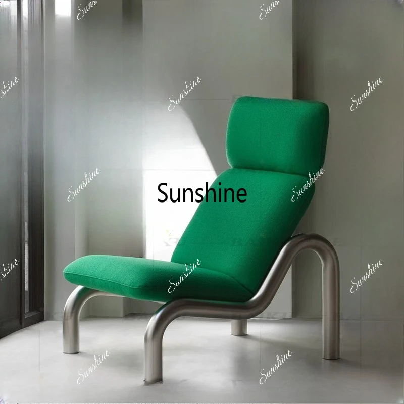 

Modern minimalist living room curved leisure chair metal high back sofa