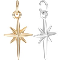 12Pcs Gold/Silver North Star Charms Polaris Star Pendants Charms with Jump Rings 10x17mm for DIY Craft Bracelet Necklace kit