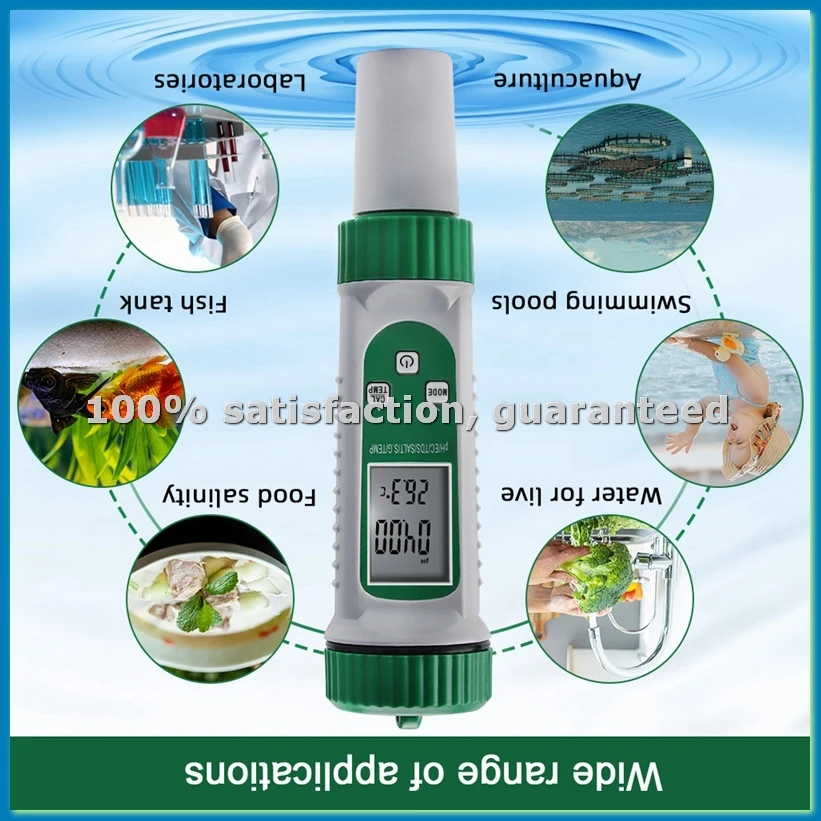Versatile Digital PH Meter 6-in-1 for Water Quality Testing Measures PH, EC, TDS, SALT, S.G, and TEMP-A33R