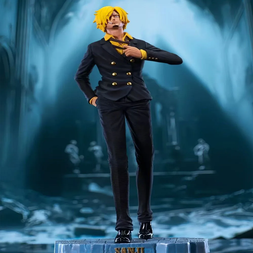 

JT One Piece Walking Figure Scene Black Suit Smoking Sanji Anime Figure Model 35cm Statue Toy Doll Collection Children Gift